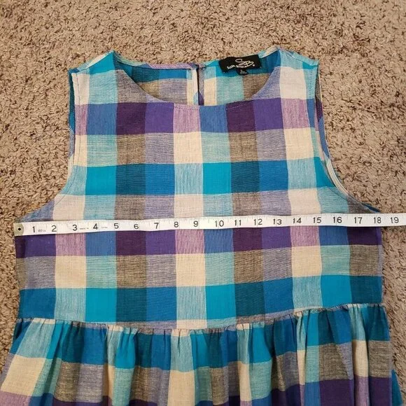 Suzanne Betro Checked Picnic Boho Maxi Dress S - Picture 6 of 10